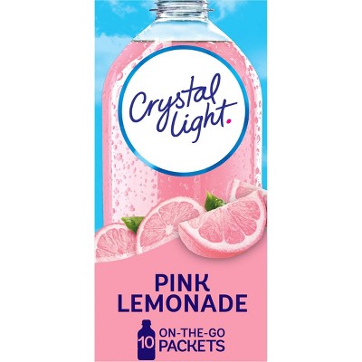 Crystal Light On The Go Natural Pink Lemonade Drink Mix - 10pk/0.13oz Pouches