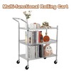 Commercial Grade Utility Cart, 3 Tires Wire Rolling Cart, Steel Service Cart with Wheels - 2 of 4