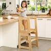 VECELO Toddler Kitchen Step Stool, Helper Baby Standing Tower with Chalkboard, Natural Wood Color - 4 of 4