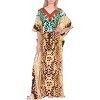 HAPPY BAY Women's House Daily Routine Evening Wear Maxi Slit Dresses Caftan Dashiki Casual Long Cover up Caftans for Women Plus One Size Brown,Animal - 3 of 4