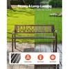 VEVOR Outdoor Bench, 50 inch, Carbon Steel Metal Frame with PVC Floral Pattern Backrest and Round Edge Armrests, Weatherproof Outside Bench, Brown - 3 of 4