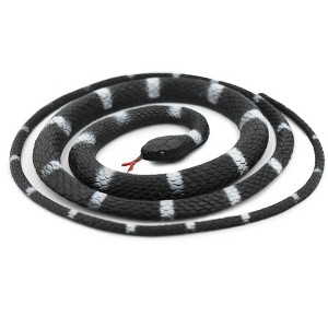 Collectible Wildlife Gifts | Snake, Black and White, Coiled, Rubber Reptile, Realistic Hand Painted,  Model,   Gift,     36"        F3583 B355 - 1 of 4