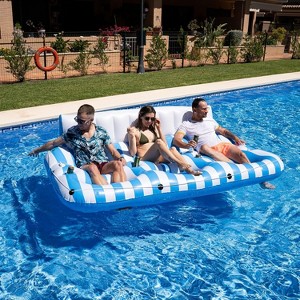 Zone Tech Inflatable Pool Float - 3 Person Tanning Pool Float Lounger Chair with Handles, Cup and Phone Holder for Outdoor, Beach, Swimming Pool, Lake - 1 of 4