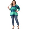 Agnes Orinda Women's Plus Size Tie Dye 3/4 Sleeve Side Slit V Neck Trendy Spring Tops - 3 of 4