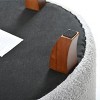 GlasFlength Ottomans and Benches Round Plush Storage Ottoman with Wooden Legs Simple Design for Cozy Living Spaces, Gray, 21.65"*21.65"*14.37" - 3 of 4