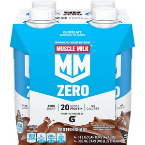 Muscle Milk Genuine Zero Sugar Protein Shake - Chocolate - 11 fl oz/4pk - 1 of 4