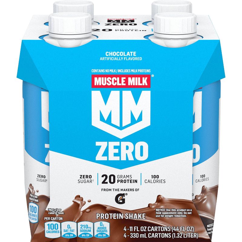 Muscle Milk Genuine Zero Sugar Protein Shake - Chocolate - 11 fl oz/4pk, 1 of 6