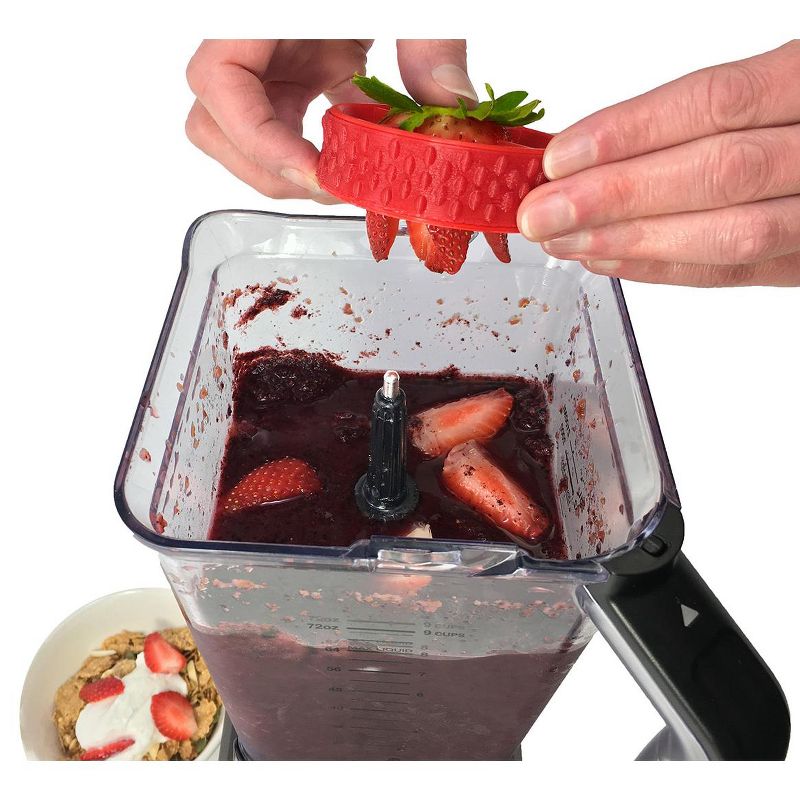 Fusionbrands PushBerry 2-in-1 Strawberry Huller & Slicer Tool, Red, 2 of 6