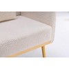 LOVMOR Accent Chair, Upholstered Fleece Armchair with Gold-Finished Metal Legs&pillow, for Living Room, Bedroom, White - 4 of 4
