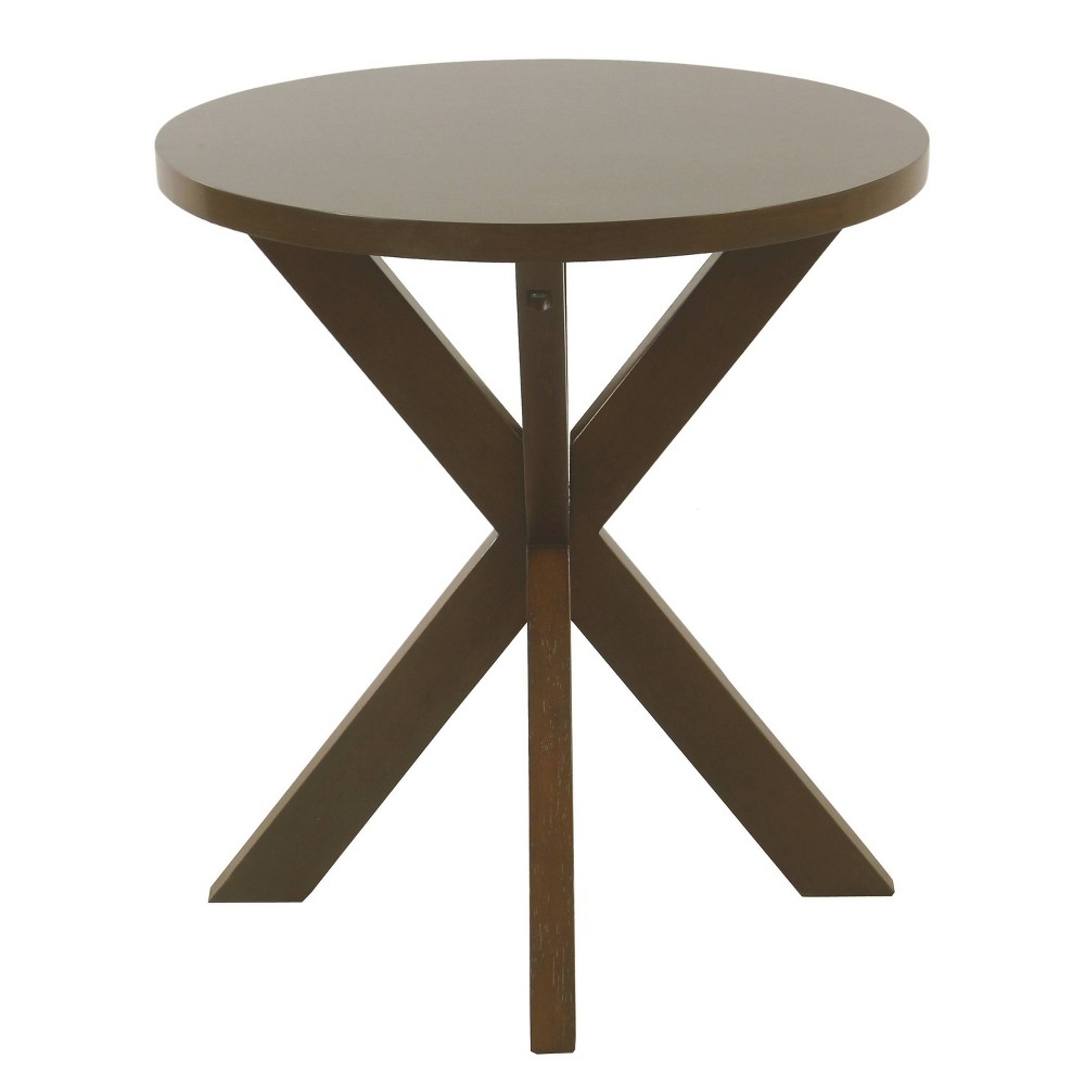 Round Wood Accent Table Dark Walnut Brown - HomePop was $99.99 now $74.99 (25.0% off)