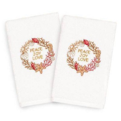 2pk Cardinal Hand Towel Set White - Linum Home Textiles
