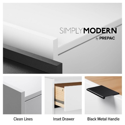 Simply Modern White 2 Drawer Nightstand with Open Shelf