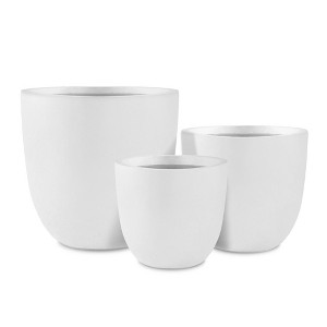 Rosemead Home & Garden 3pc Kante Concrete Outdoor Planter Pots Chalk White 18"x18"x17" - 1 of 4
