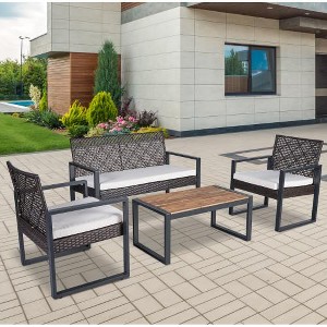 Ridstar Modern 4-Piece Patio Outdoor Furniture Set for Balcony, Garden & Backyard-Brown - 1 of 4