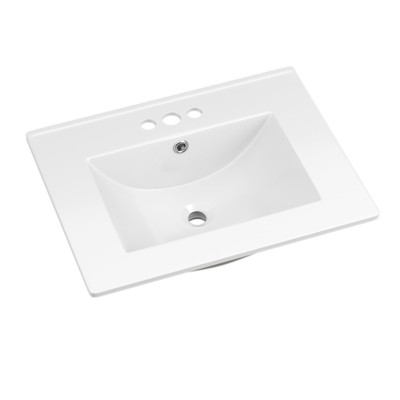 Bathroom Ceramic Vanity Top with Three Holes in White