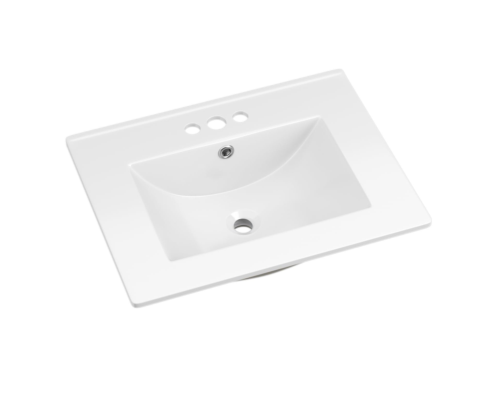 24 in. W x 18.31 in. D Ceramic Vanity Top with Three Holes in White