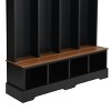 INFURNIC Decorative Storage Cabinets Farmhouse 59-Inch Hall Tree with Hooks Bench and Open Compartments, Black, 59"*15.7"*76.7" - 2 of 4
