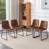 TiramisuBest Set of 4 Retro Brown Suede Dining Chairs, Comfortable Upholstered Bar Stools for Kitchen, Dining Room, or Cafe - 3 of 4