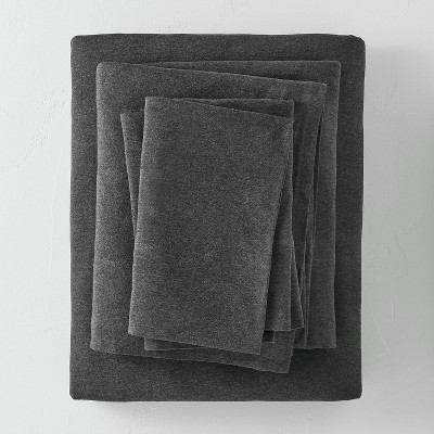 California King Jersey Solid Sheet Set Dark Gray - Casaluna™