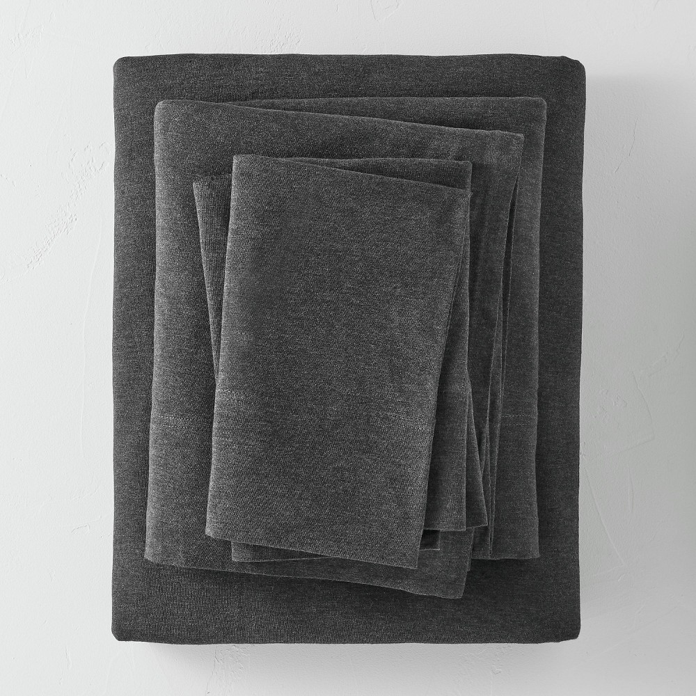 King Jersey Solid Sheet Set Dark Gray - Casaluna