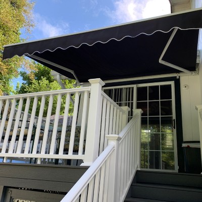 Black 10' x 8' Retractable Patio Awning with White Frame