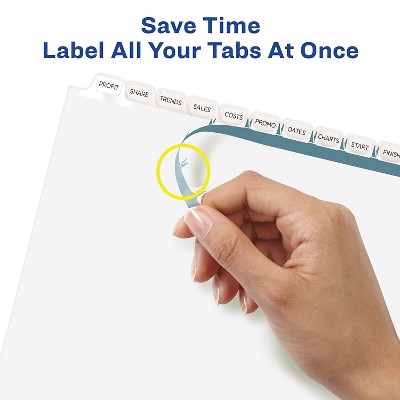 Avery Clear Label 12-Tab White Dividers, Letter Size, 5 Sets