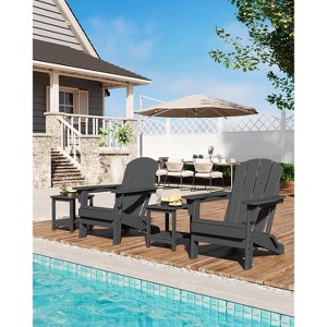 Folding Adirondack Chair, HDPE Outdoor All-Weather Fire Pit Chairs, Outdoor Wooden Lounge Chair, Modern Lounger Adirondack Chairs Ergonomic - 1 of 4