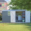 Vynxaria 8x12FT Outdoor Storage Shed, XL Heavy-Duty Steel Building with Window, Hinged Gray Doors & 4 Air Vents for Backyard/Garden/Patio, Gray - 3 of 4