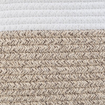 Natural and White Cotton Rope 3-Piece Storage Basket Set