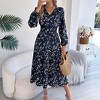 Coolmee Women's Maxi Dress V Neck Long Sleeve Ruffle Tiered Boho Wedding Guest Long Flowy Engagement Dress - 2 of 4