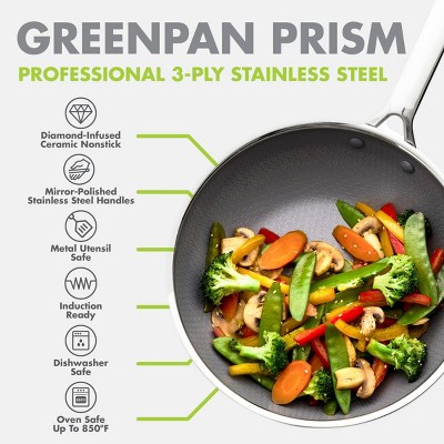GreenPan Prism 8" Hybrid Stainless Steel and Ceramic Nonstick Fry Pan - Thumbnail 5