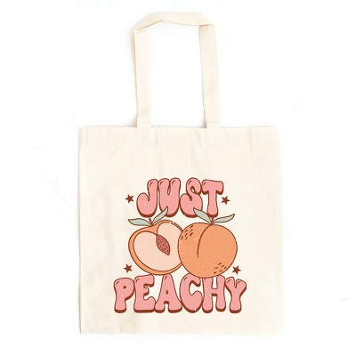 City Creek Prints Just Peachy Colorful Peach Canvas Tote Bag - 15x16 - Natural