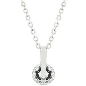 ShineHigh Classic Solitaire CZ Pendant Necklace – 1.8 Ct Round-Cut Cubic Zirconia in Red or Clear with Rhodium-Plated Tension Setting - 1 of 1