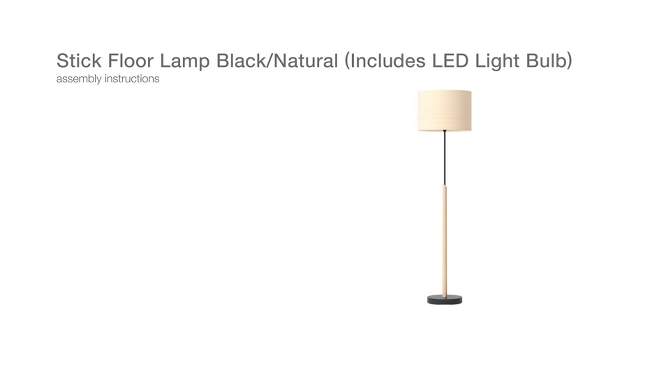 Stick Floor Lamp Natural/Black Wood/Metal  (Includes LED Light Bulb) - Threshold&#8482;, 2 of 10, play video