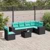 vidaXL 7 Piece Patio Sofa Set with Cushions Black Poly Rattan - 2 of 4