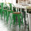 Flash Furniture Carly Commercial Grade 24" High Metal Indoor-Outdoor Counter Height Stool with Back and Polystyrene Seat - 2 of 4