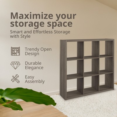Graphite Gray Heavy Duty 9-Cube Storage Organizer for Kids and Toys