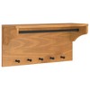Aghana Digitals Rustic Wall-Mounted Coat Rack with Acacia Finish - Solid Pinewood, Decorative Shelf - 2 of 4