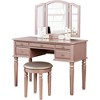 43'' Rubber Wood & MDF Contemporary dressers Set with Foldable Mirror, Storage Drawers and Padded Stool - 4 of 4