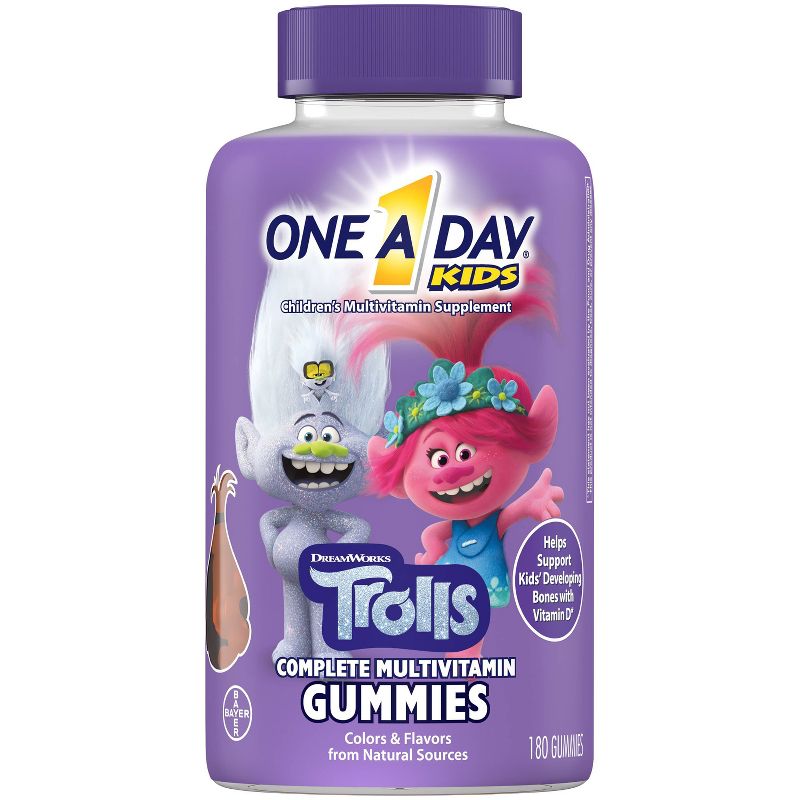 One A Day Kids&#39; Multivitamin -Trolls Complete Gummies - Fruit Flavors - 180ct, 1 of 6