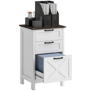 HOMCOM 3 Drawer File Cabinet, Filing Cabinet for Hanging A4/Letter Size, Farmhouse Printer Stand with Storage for Home Office - 1 of 4