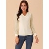 Seta T Women's Dressy Casual V Neck Top Swiss Dot Long Sleeve Shirts - 2 of 4