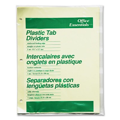 Office Essentials Plastic Insertable Dividers 5-Tab Letter 11466