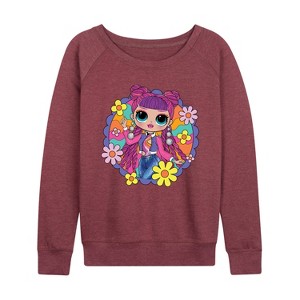 Women's - LOL Surprise! - Skater Chick w/ Flowers Lightweight French Terry Wide Neck Long Sleeve Shirt - 1 of 4