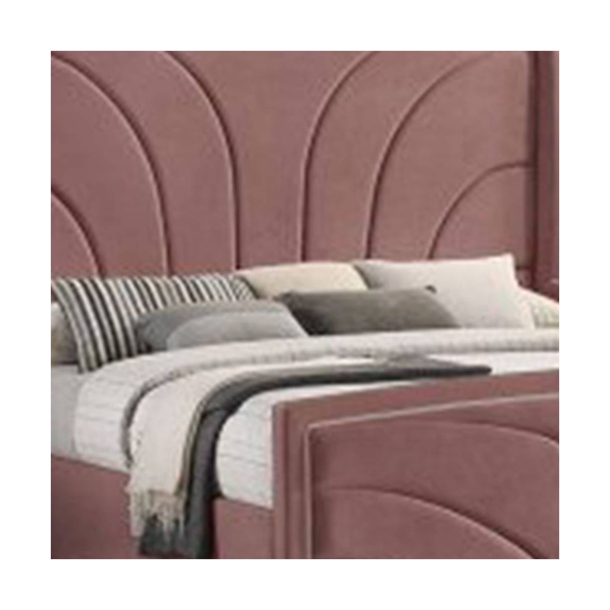 90" Eastern King Bed Salonia Bed Pink Velvet - Acme Furniture: Tufted Upholstered Platform, Glossy Finish, Metal Frame - thumbnail 2