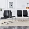 SEVOBAL Dining Chairs Set of 4 High Resilience Luxury PU Material Simple Arch Chair with Arched Metal Silver Leg, Black, 17.3"*21.6"*39" - 2 of 4