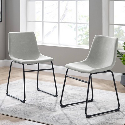 Set of 2 Laslo Modern Upholstered Faux Leather Dining Chairs - Saracina Home