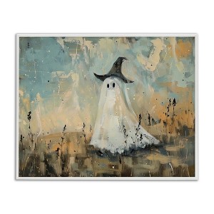 Stupell Industries Halloween Witch Hat Ghostie Framed Giclee Art - 1 of 4