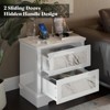 AMERLIFE Marble Nightstand Set of 2 with Drawers, Storage End Table for Bedroom with Hidden Door, White - 2 of 4