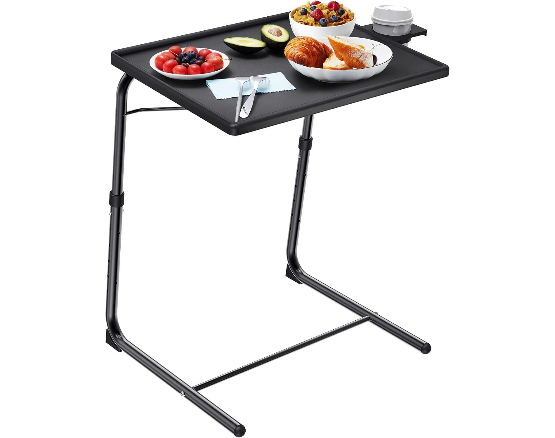 HUANUO Adjustable TV Tray Set of 2 - TV Dinner Tray on Bed & Sofa, Comfortable TV Tray Table with 6 Height & 3 Tilt Angle Adjustments